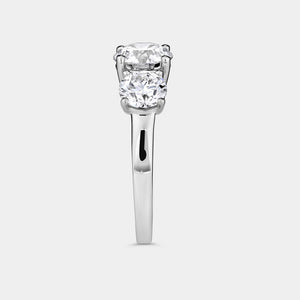 Gilded 3 Carat Lab-Grown Diamond Round-Shaped Three-Stone Ring