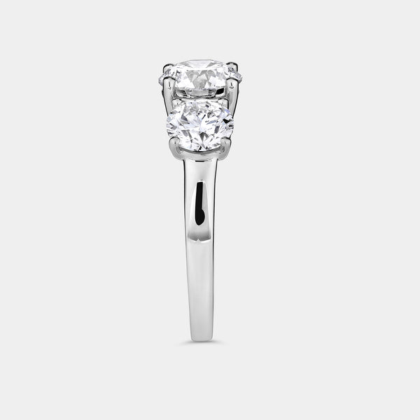 Gilded 3 Carat Lab-Grown Diamond Round-Shaped Three-Stone Ring