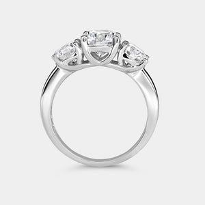 Gilded 3 Carat Lab-Grown Diamond Round-Shaped Three-Stone Ring
