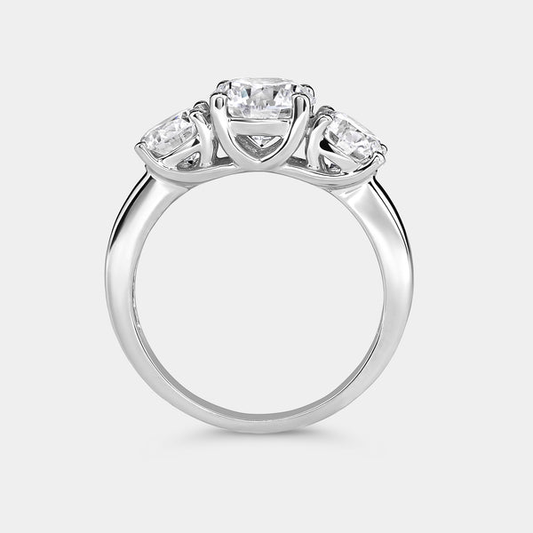 Gilded 3 Carat Lab-Grown Diamond Round-Shaped Three-Stone Ring