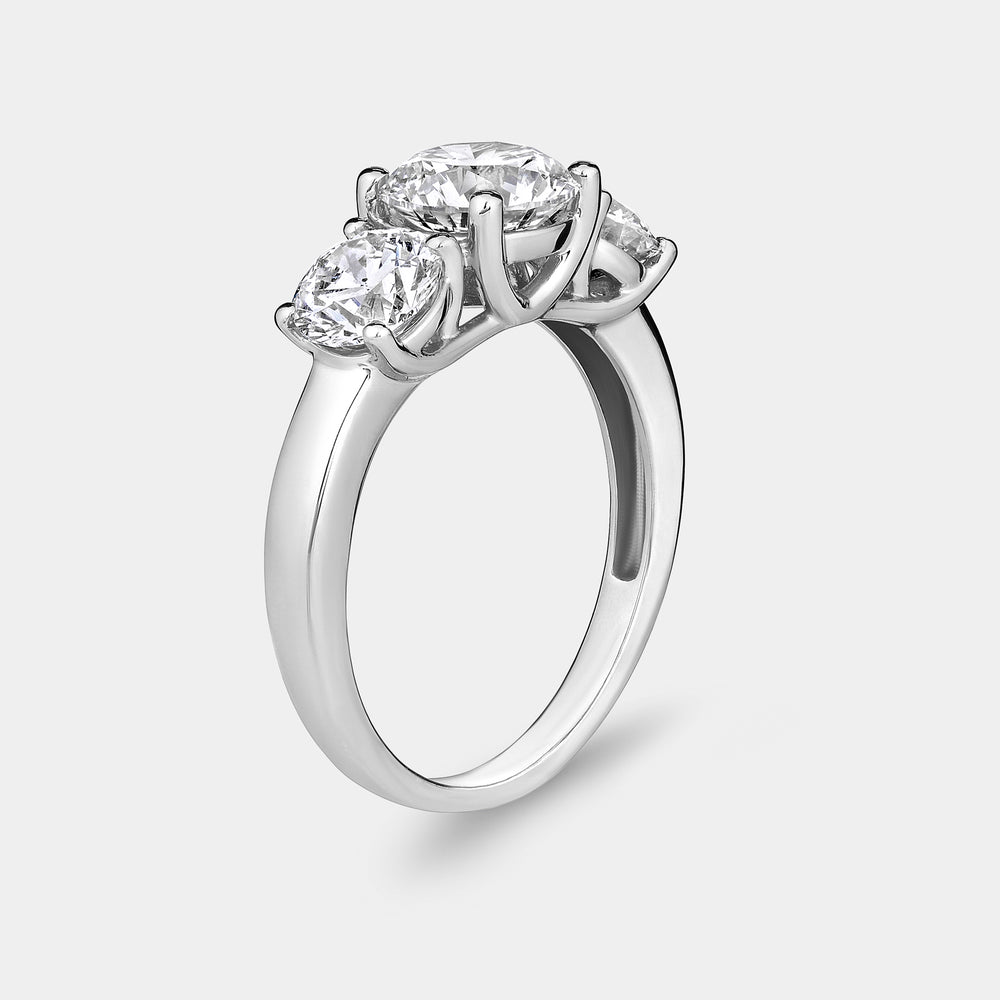 Gilded 3 Carat Lab-Grown Diamond Round-Shaped Three-Stone Ring