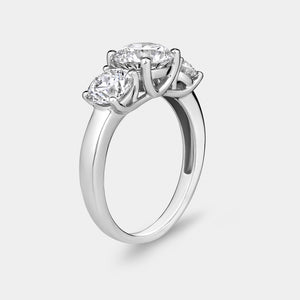 Gilded 3 Carat Lab-Grown Diamond Round-Shaped Three-Stone Ring