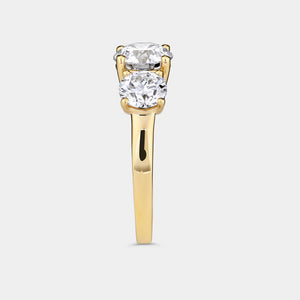 Gilded 3 Carat Lab-Grown Diamond Round-Shaped Three-Stone Ring