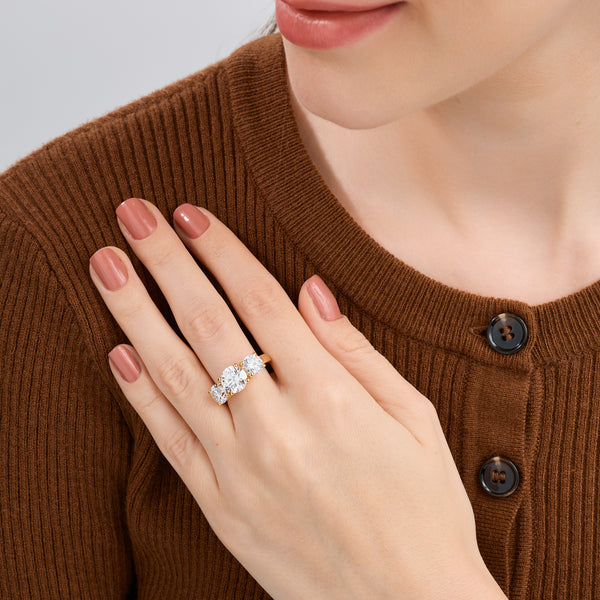 5 Carat Lab-Grown Diamond Round-Shaped Three-Stone Ring — GILDED New York