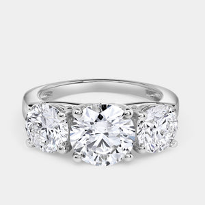 Gilded 5 Carat Lab-Grown Diamond Round-Shaped Three-Stone Ring