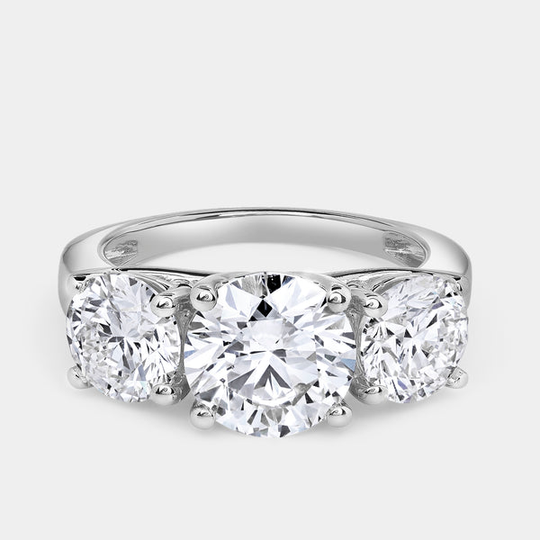 5 Carat Lab-Grown Diamond Round-Shaped Three-Stone Ring — GILDED New York