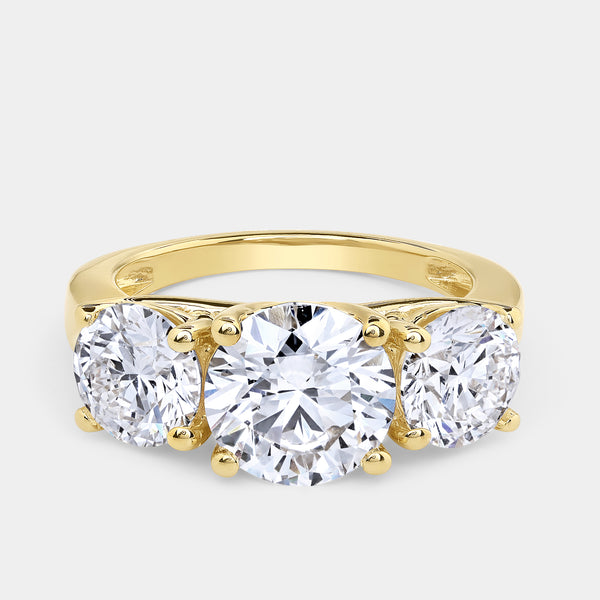 5 Carat Lab-Grown Diamond Round-Shaped Three-Stone Ring — GILDED New York
