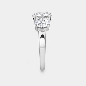 Gilded 5 Carat Lab-Grown Diamond Round-Shaped Three-Stone Ring