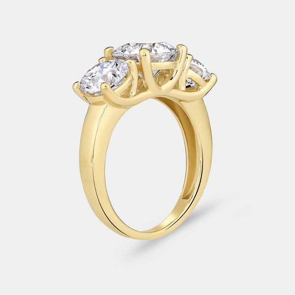 5 Carat Lab-Grown Diamond Round-Shaped Three-Stone Ring — GILDED New York