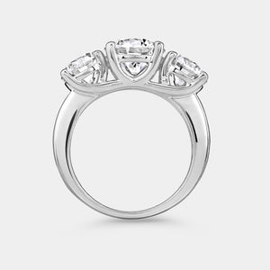 Gilded 5 Carat Lab-Grown Diamond Round-Shaped Three-Stone Ring