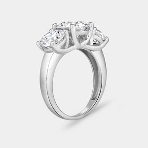 Gilded 5 Carat Lab-Grown Diamond Round-Shaped Three-Stone Ring