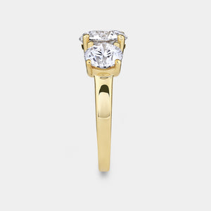 Gilded 5 Carat Lab-Grown Diamond Round-Shaped Three-Stone Ring