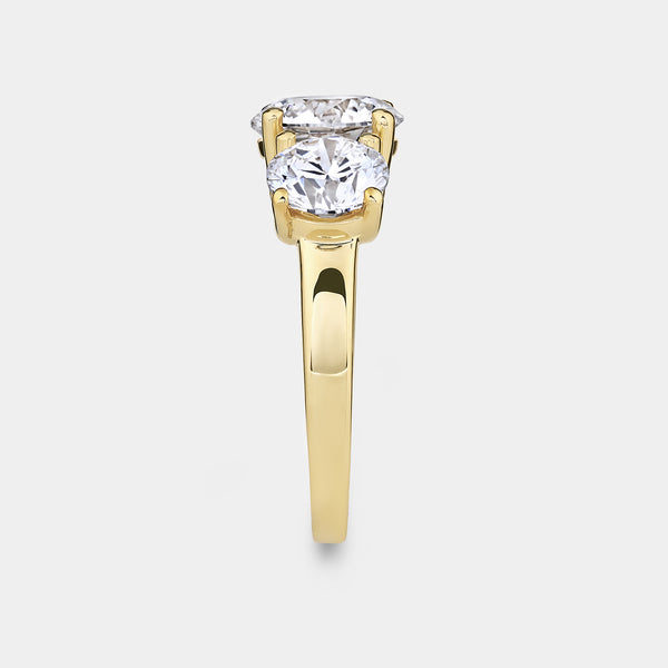 5 Carat Lab-Grown Diamond Round-Shaped Three-Stone Ring — GILDED New York