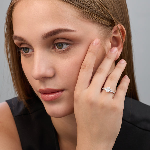 1 and 1/4 Carat Lab-Grown Diamond Solitaire Plus Engagement Ring with Round-Shaped Accents and a Classic Shank — GILDED New York