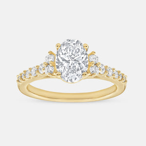Gilded 1 and 1/4 Carat Lab-Grown Diamond Solitaire Plus Engagement Ring with Round-Shaped Accents and a Classic Shank