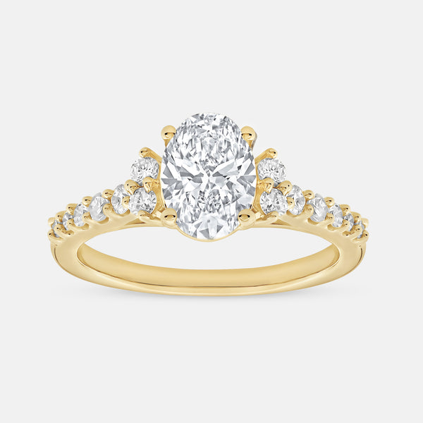 1 and 1/4 Carat Lab-Grown Diamond Solitaire Plus Engagement Ring with Round-Shaped Accents and a Classic Shank — GILDED New York