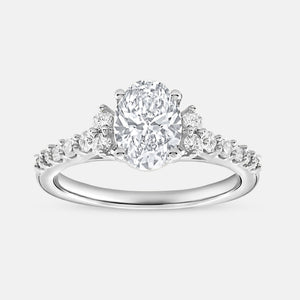 Gilded 1 and 1/4 Carat Lab-Grown Diamond Solitaire Plus Engagement Ring with Round-Shaped Accents and a Classic Shank