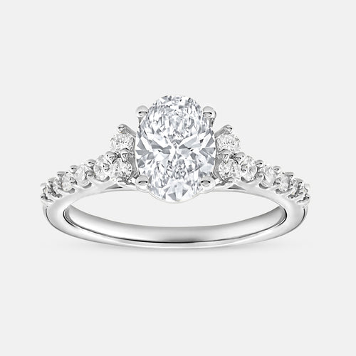 Gilded 1 and 1/4 Carat Lab-Grown Diamond Solitaire Plus Engagement Ring with Round-Shaped Accents and a Classic Shank