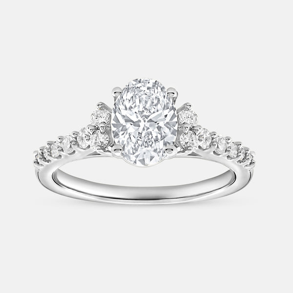 1 and 1/4 Carat Lab-Grown Diamond Solitaire Plus Engagement Ring with Round-Shaped Accents and a Classic Shank — GILDED New York