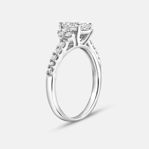 1 and 1/4 Carat Lab-Grown Diamond Solitaire Plus Engagement Ring with Round-Shaped Accents and a Classic Shank — GILDED New York