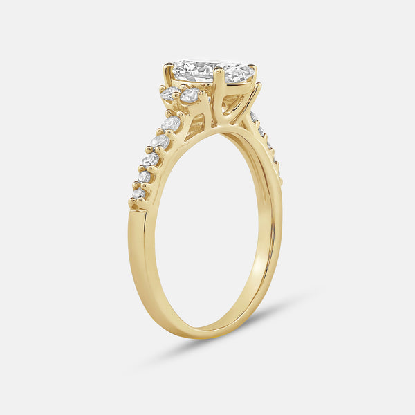 1 and 1/4 Carat Lab-Grown Diamond Solitaire Plus Engagement Ring with Round-Shaped Accents and a Classic Shank — GILDED New York
