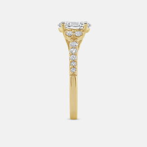 Gilded 1 and 1/4 Carat Lab-Grown Diamond Solitaire Plus Engagement Ring with Round-Shaped Accents and a Classic Shank