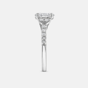 Gilded 1 and 1/4 Carat Lab-Grown Diamond Solitaire Plus Engagement Ring with Round-Shaped Accents and a Classic Shank