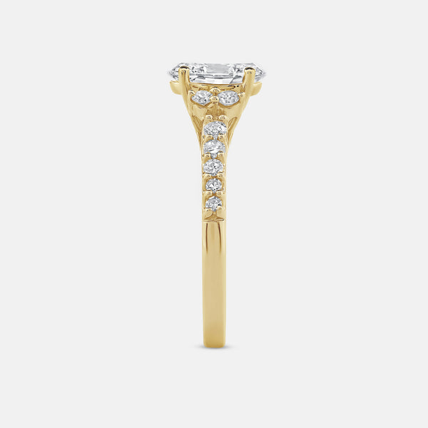 1 and 1/4 Carat Lab-Grown Diamond Solitaire Plus Engagement Ring with Round-Shaped Accents and a Classic Shank — GILDED New York