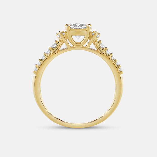 1 and 1/4 Carat Lab-Grown Diamond Solitaire Plus Engagement Ring with Round-Shaped Accents and a Classic Shank — GILDED New York