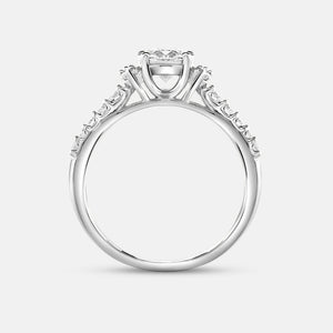 Gilded 1 and 1/4 Carat Lab-Grown Diamond Solitaire Plus Engagement Ring with Round-Shaped Accents and a Classic Shank