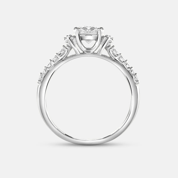 1 and 1/4 Carat Lab-Grown Diamond Solitaire Plus Engagement Ring with Round-Shaped Accents and a Classic Shank — GILDED New York
