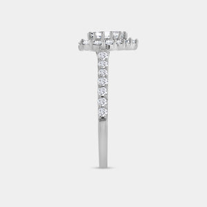 Gilded 1 Carat Lab-Grown Diamond Pear-Shaped Halo Engagement Ring with a Classic Shank