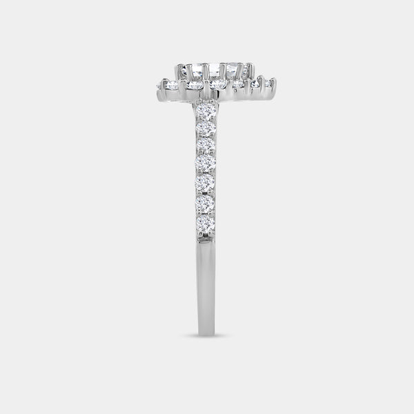 1 Carat Lab-Grown Diamond Pear-Shaped Halo Engagement Ring with a Classic Shank — GILDED New York
