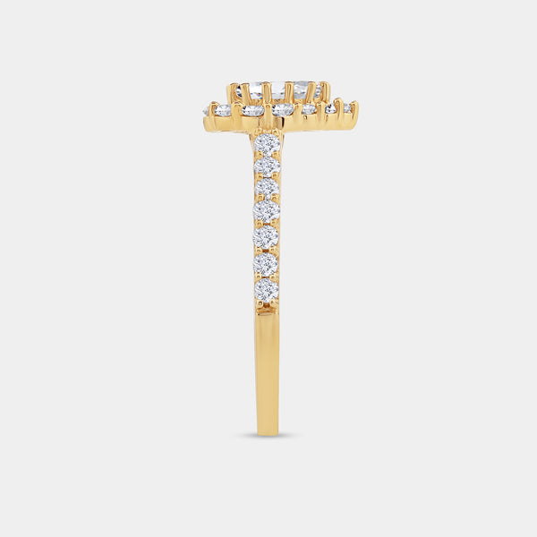 1 Carat Lab-Grown Diamond Pear-Shaped Halo Engagement Ring with a Classic Shank — GILDED New York