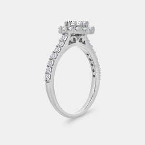 Gilded 1 Carat Lab-Grown Diamond Pear-Shaped Halo Engagement Ring with a Classic Shank