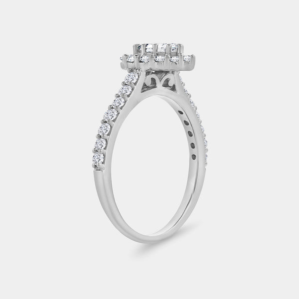 1 Carat Lab-Grown Diamond Pear-Shaped Halo Engagement Ring with a Classic Shank — GILDED New York