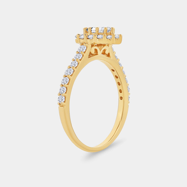 1 Carat Lab-Grown Diamond Pear-Shaped Halo Engagement Ring with a Classic Shank — GILDED New York