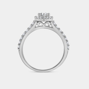 Gilded 1 Carat Lab-Grown Diamond Pear-Shaped Halo Engagement Ring with a Classic Shank