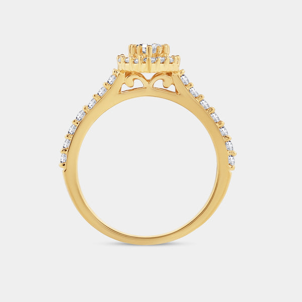 1 Carat Lab-Grown Diamond Pear-Shaped Halo Engagement Ring with a Classic Shank — GILDED New York