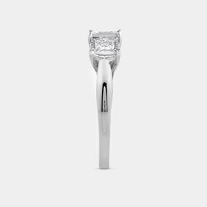 Gilded 1 Carat Lab-Grown Diamond Princess-Cut Three-Stone Ring Set in an Illusion Plate