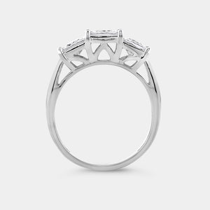 Gilded 1 Carat Lab-Grown Diamond Princess-Cut Three-Stone Ring Set in an Illusion Plate