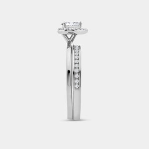 Gilded 3/8 Carat Lab-Grown Diamond Pear-Shaped Halo Bridal Ring Set