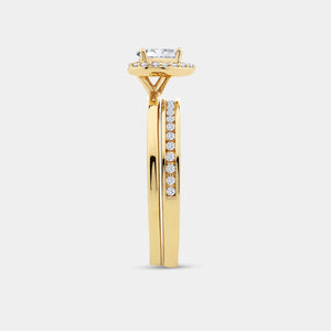 Gilded 3/8 Carat Lab-Grown Diamond Pear-Shaped Halo Bridal Ring Set