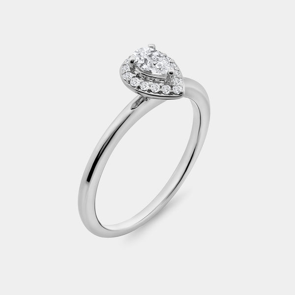 3/8 Carat Lab-Grown Diamond Pear-Shaped Halo Bridal Ring Set — GILDED New York