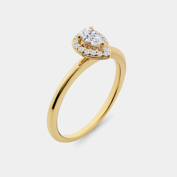3/8 Carat Lab-Grown Diamond Pear-Shaped Halo Bridal Ring Set — GILDED New York