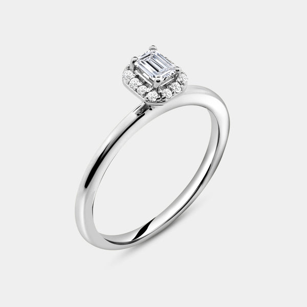 3/8 Carat Lab-Grown Diamond Emerald-Cut Halo Engagement Ring Set — GILDED New York