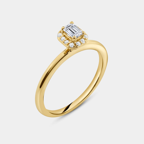 3/8 Carat Lab-Grown Diamond Emerald-Cut Halo Engagement Ring Set — GILDED New York