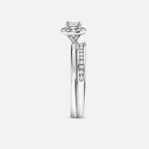 3/8 Carat Lab-Grown Diamond Oval-Shaped Halo Bridal Ring Set — GILDED New York