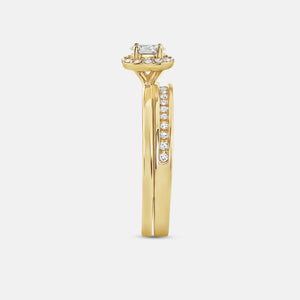 Gilded 3/8 Carat Lab-Grown Diamond Oval-Shaped Halo Bridal Ring Set
