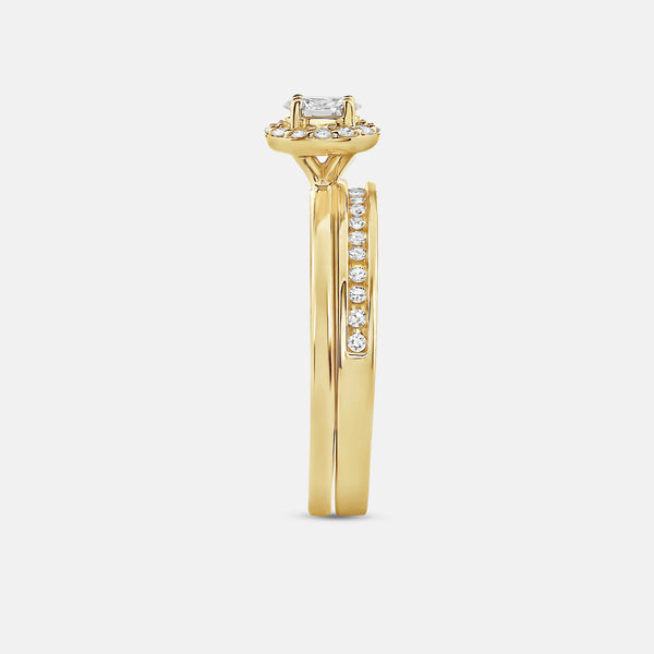 3/8 Carat Lab-Grown Diamond Oval-Shaped Halo Bridal Ring Set — GILDED New York
